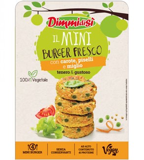 Grazie a DimmidiSì il banco frigo dell'ortofrutta continua a crescere: in arrivo i nuovi burger e miniburger 100% vegetali